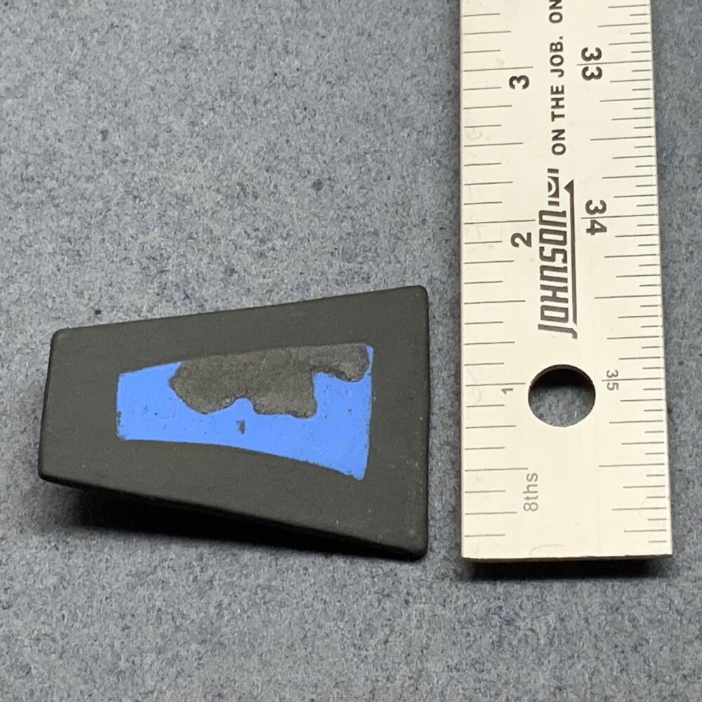 Abstract Trapezoid Pin Pendant Brooch 2.25 In Blue Black Clay Unisex Retro BoHo - Picture 5 of 6